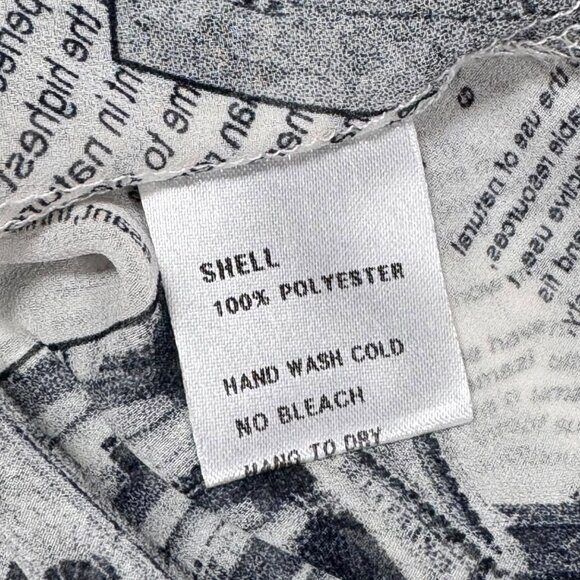 Why Dress Flowy Top Sz.L Newspaper Print Novelty Longline Ruffle 90s Maximalist - Picture 10 of 12